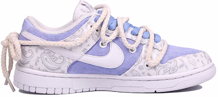 【定制球鞋】Nike Dunk Low ess 普羅旺斯腰果花 帆布 牛仔 vibe風 丹寧 麻繩鞋帶 低幫 板鞋 女款 白紫 Order 【定制球鞋】Nike Dunk Low ess 普羅旺斯腰果花 帆布 牛仔 vibe風 丹寧 麻繩鞋帶 低幫 板鞋 女款 白紫