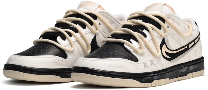 【客製球鞋】Nike Dunk Low 朋克 骨頭 低筒 滑板鞋 女款 米黑 Lookbook 【客製球鞋】Nike Dunk Low 朋克 骨頭 低筒 滑板鞋 女款 米黑
