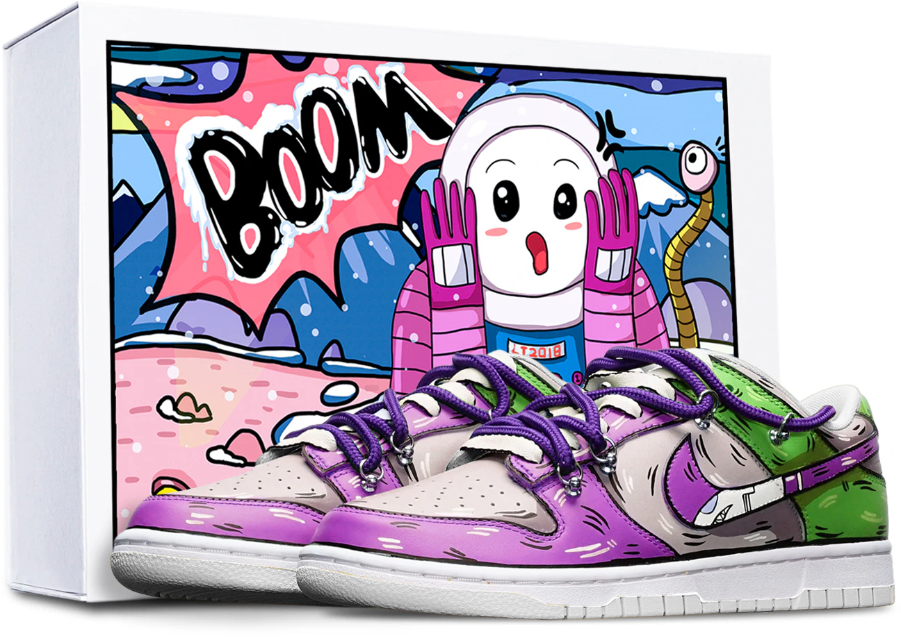 custom-shoes-women-nike-dunk-low-purple-grey-green-shark-hook