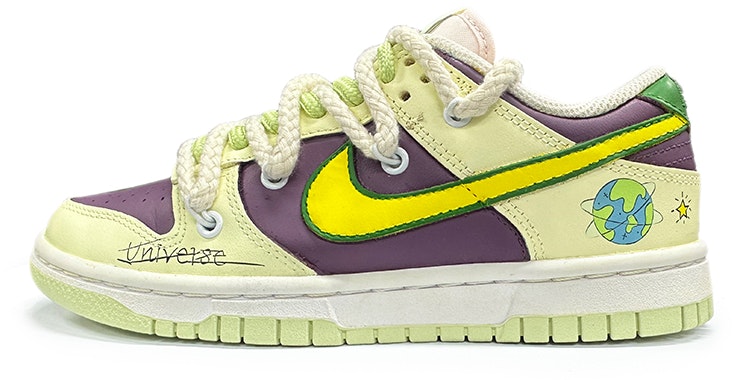 custom-shoes-women-nike-dunk-low-purple-yellow-deconstructed-laces