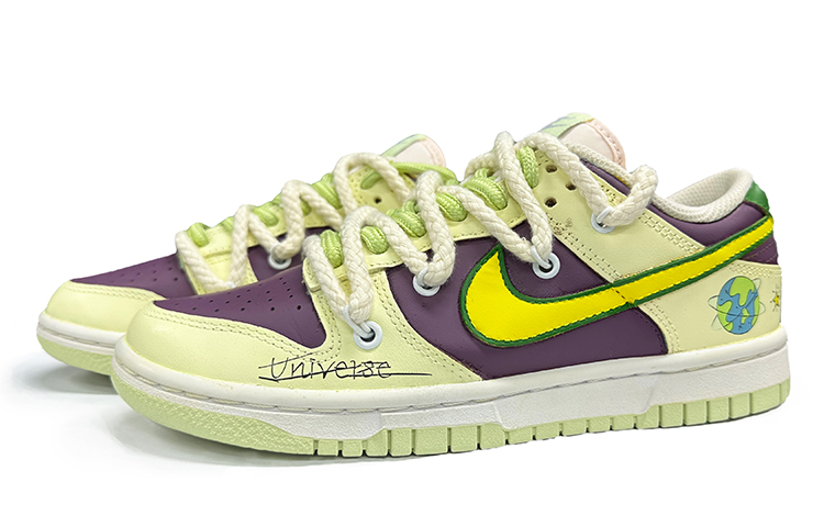 Lookbook (W) 나이키 덩크 로우 '퍼플 옐로우 해체 레이스' (커스텀) DD1503-600(TeamK-星星地球)