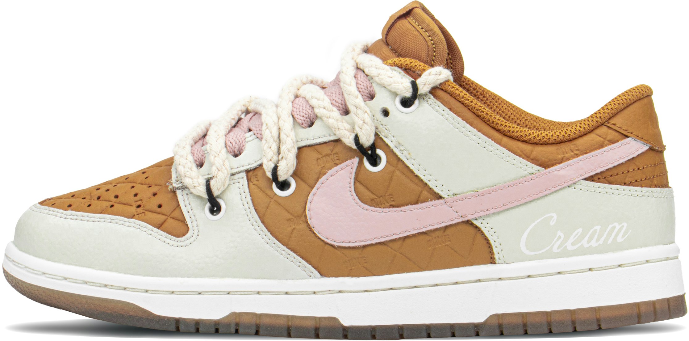 custom-shoes-women-nike-dunk-low-quilted-wheat-mocha-pink