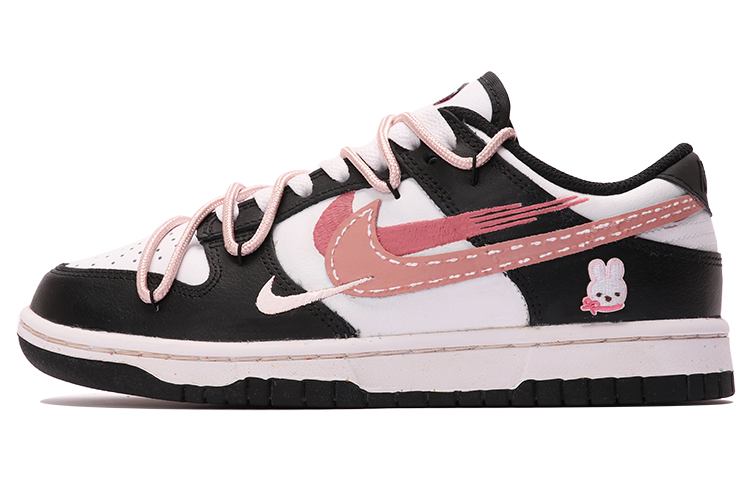 Buy (W) [Sepatu Custom] Nike Dunk Low 'Rabbit Rose Patch Hitam-Putih' FD4623-131(TeamThree-女款玫瑰来信黑白)