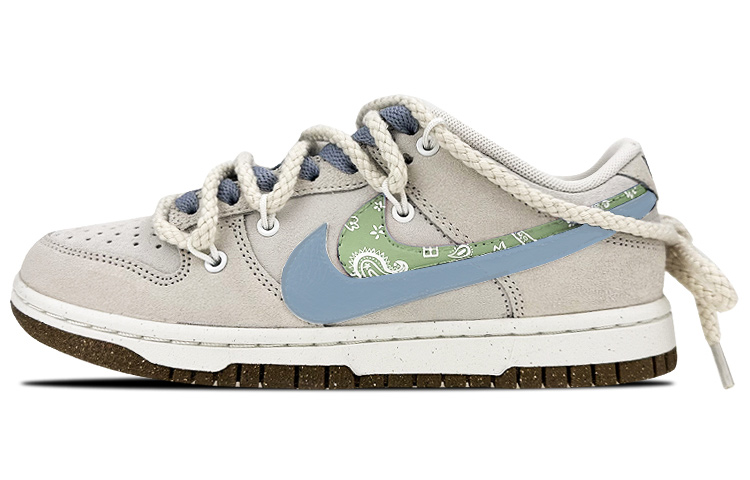 Buy (W) 나이키 덩크 로우 '라피아 페이즐리 그레이 블루 그린' (커스텀) DO9457-100(Team叁-女款双钩腰果绿S-BOX)