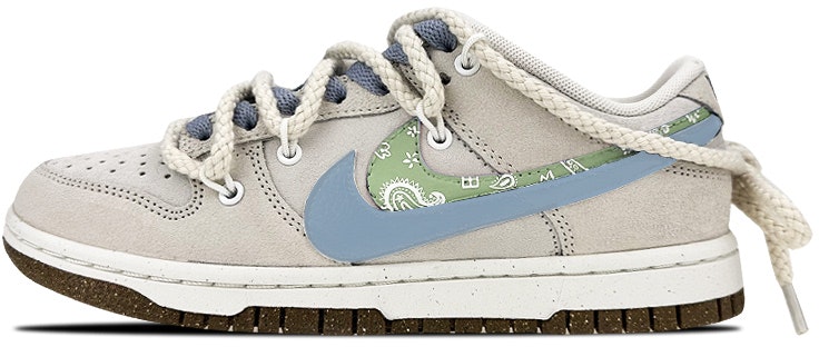 custom-shoes-women-nike-dunk-low-raffia-paisley-grey-blue-green
