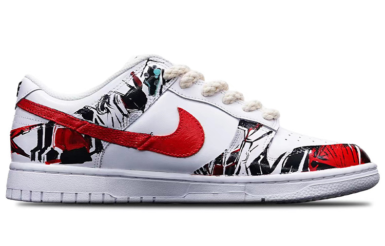 Order (W) [Sepatu Custom] Nike Dunk Low 'Merah Putih Hitam Motif Hewan' DD7099-100(Teamone-女款抽象艺术红黑)