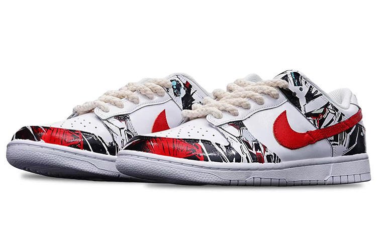 Lookbook (W) [Sepatu Custom] Nike Dunk Low 'Merah Putih Hitam Motif Hewan' DD7099-100(Teamone-女款抽象艺术红黑)