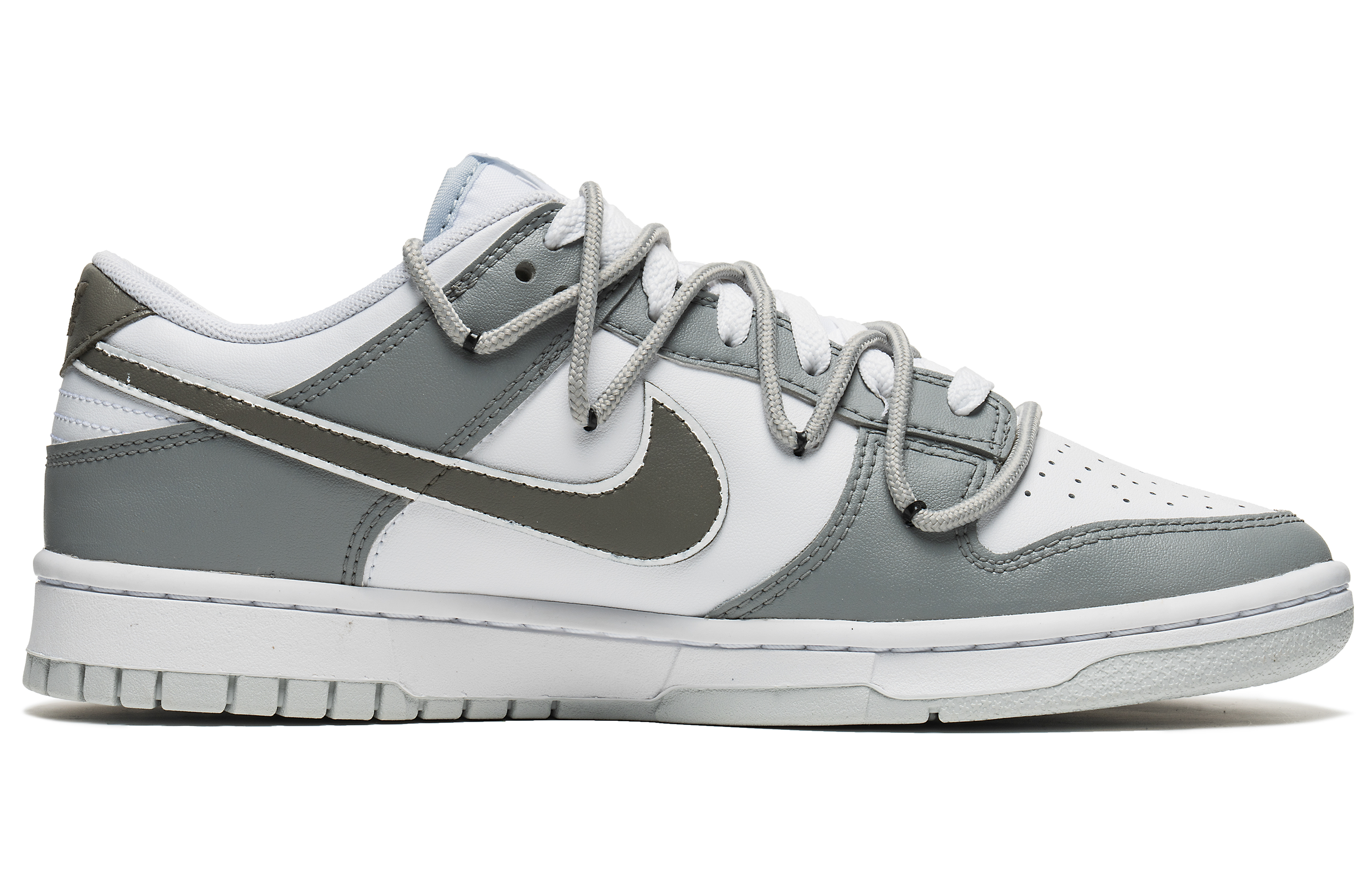 Lookbook 【客製籃球鞋】Nike Dunk Low 美式復古配件 便條 葉綠素 低筒 板鞋 女款 灰白