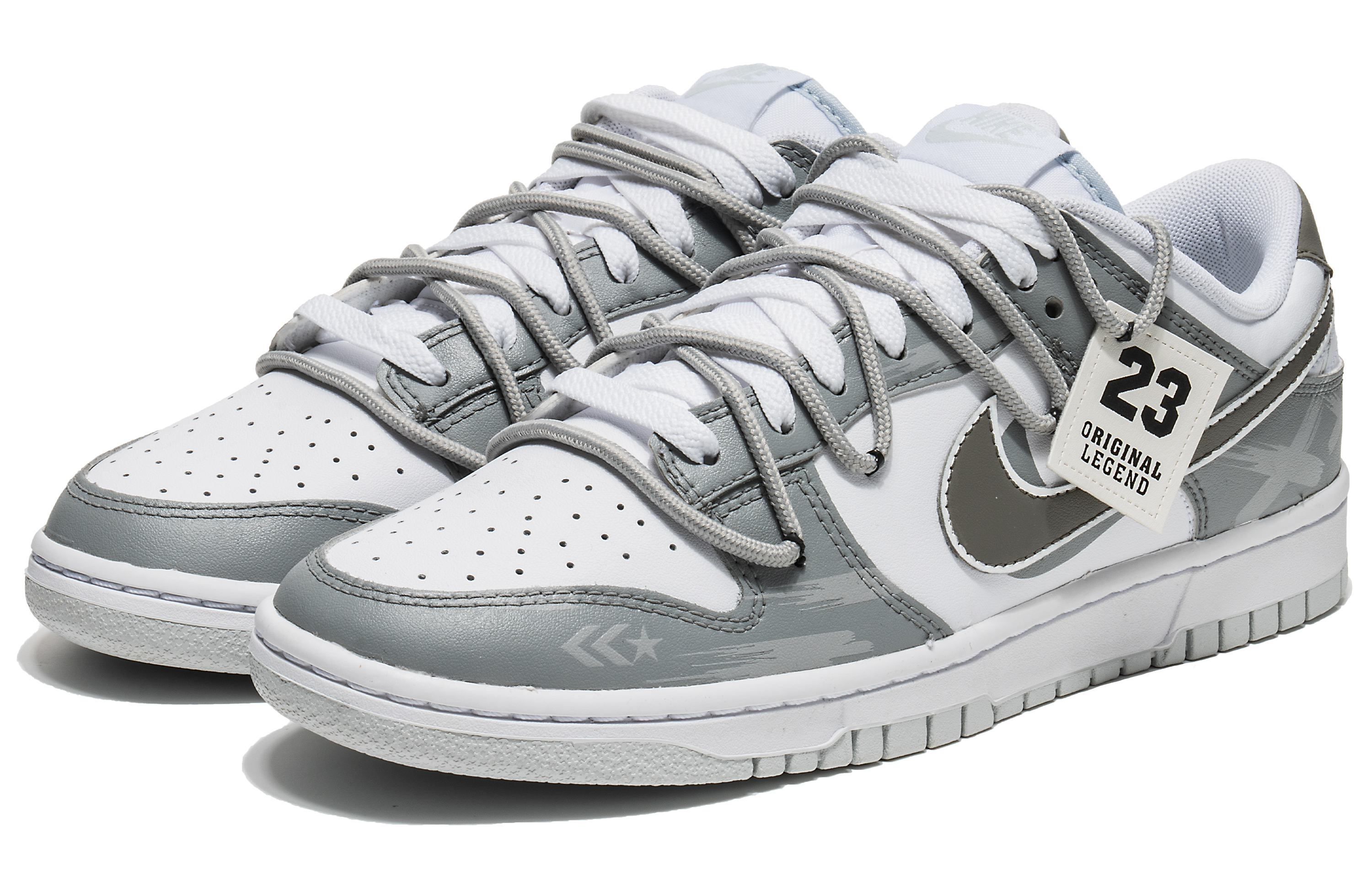 Shop 【客製籃球鞋】Nike Dunk Low 美式復古配件 便條 葉綠素 低筒 板鞋 女款 灰白