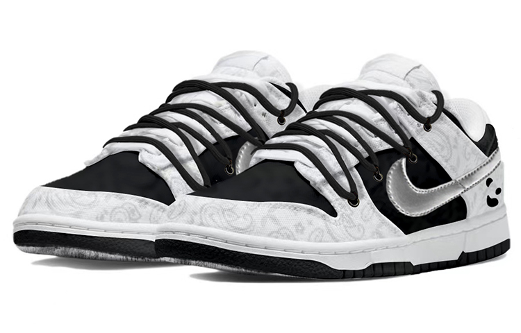 Lookbook (W) [定制鞋] 耐克Dunk Low 反转熊猫佩斯利 DJ9955-100(TeamY-女款腰果花反转黑白)