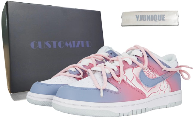 【訂製球鞋】Nike Dunk 玫瑰香水 特殊鞋盒 防滑減震 低筒 滑板鞋 女款 粉藍色 Buy 【訂製球鞋】Nike Dunk 玫瑰香水 特殊鞋盒 防滑減震 低筒 滑板鞋 女款 粉藍色