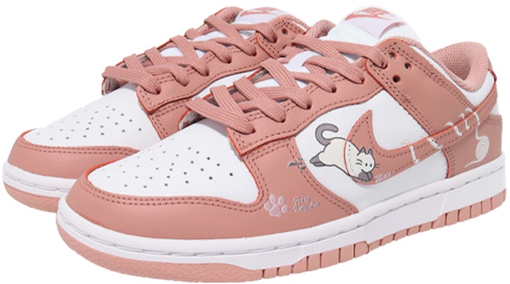 【定製球鞋】 Nike Dunk Low 毛線貓 溫柔輕奢 復古 防滑輕便 低筒 滑板鞋 女款 玫瑰粉 Lookbook 【定製球鞋】 Nike Dunk Low 毛線貓 溫柔輕奢 復古 防滑輕便 低筒 滑板鞋 女款 玫瑰粉