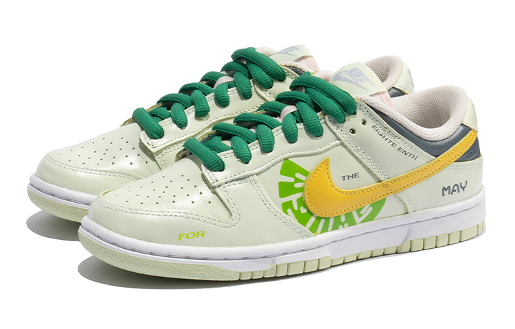 Lookbook 【定製球鞋】Nike Dunk Low 街頭主題 海玻璃塗鴉 解構雙鞋帶 休閒 低幫 板鞋 女款 黃綠