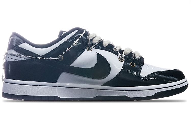 Order 【定製球鞋】 Nike Dunk Low 銀鍊烏鴉 Vibe定製 低筒 板鞋 女款 黑白