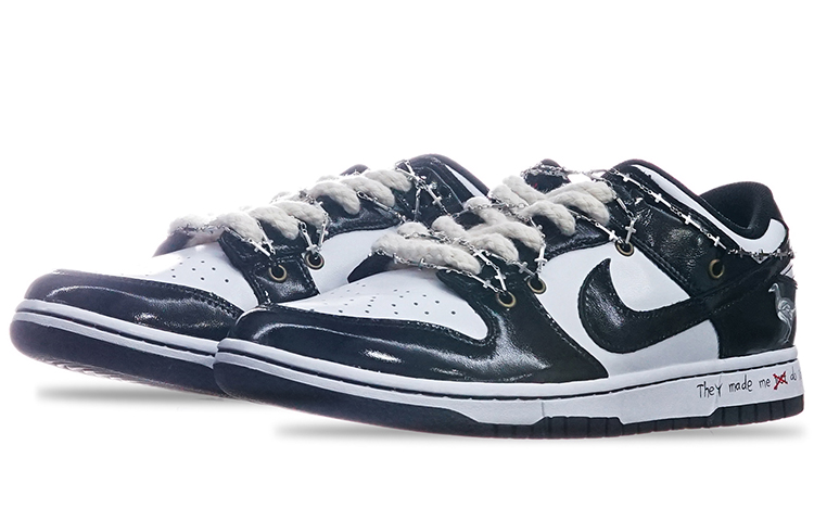 Lookbook 【定製球鞋】 Nike Dunk Low 銀鍊烏鴉 Vibe定製 低筒 板鞋 女款 黑白