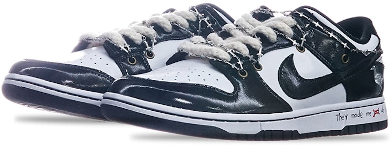 【定製球鞋】 Nike Dunk Low 銀鍊烏鴉 Vibe定製 低筒 板鞋 女款 黑白 Lookbook 【定製球鞋】 Nike Dunk Low 銀鍊烏鴉 Vibe定製 低筒 板鞋 女款 黑白