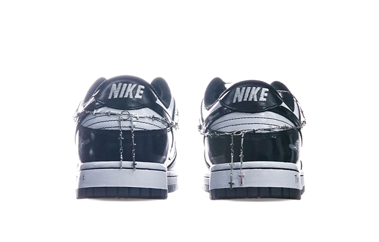 Shop 【定製球鞋】 Nike Dunk Low 銀鍊烏鴉 Vibe定製 低筒 板鞋 女款 黑白