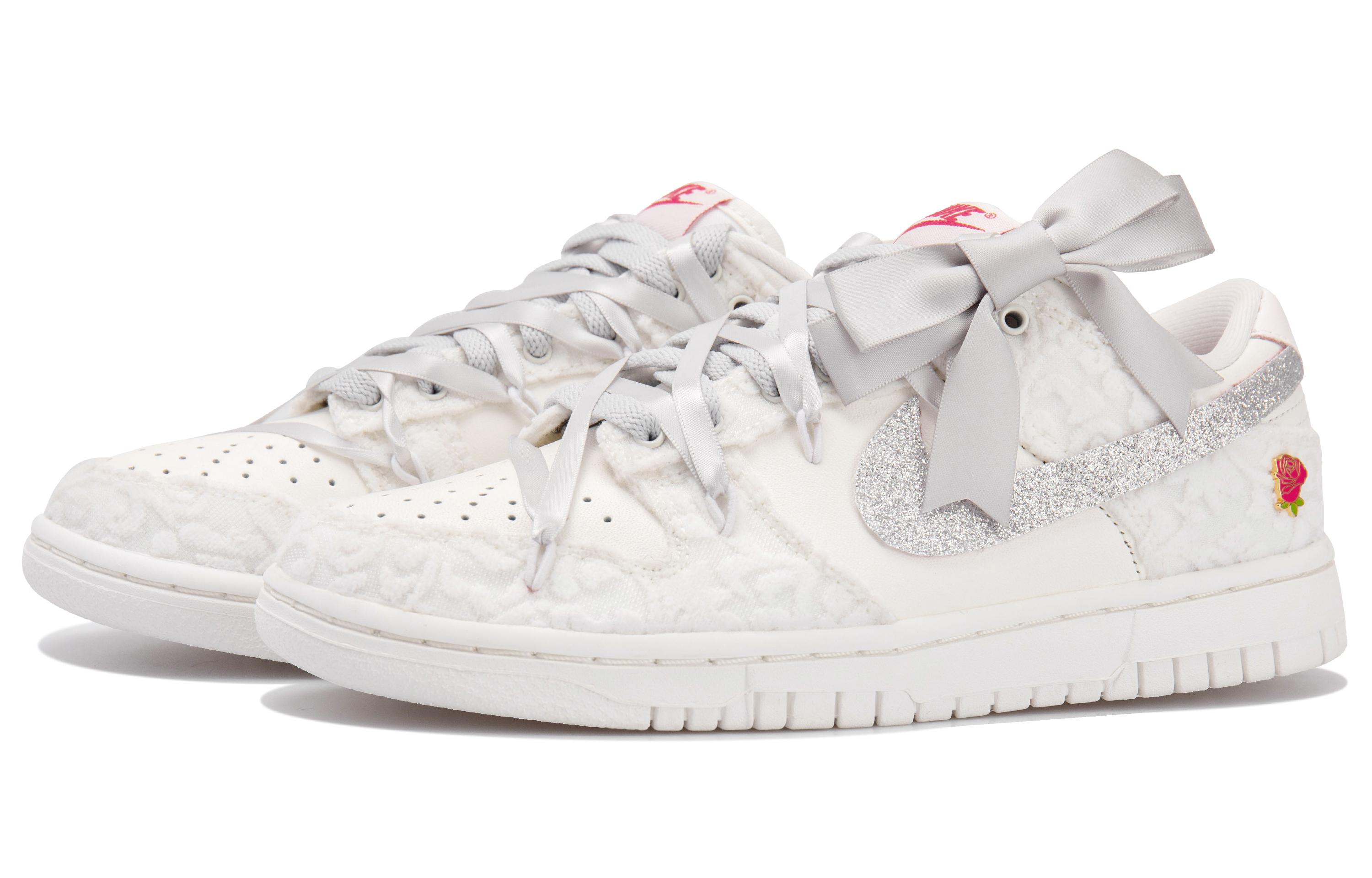Shop (W) [Sepatu Custom] Nike Dunk Low 'Silver Romance' FZ3775-133(Team拾玖-银色浪漫S-BOX)