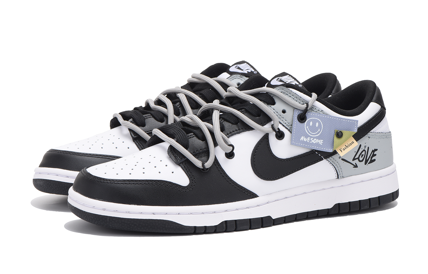 Lookbook (W) [Sepatu Custom] Nike Dunk Low 'Smiley Grey' CW1590-100(Team拾伍-女款灰黑灰笑脸二)
