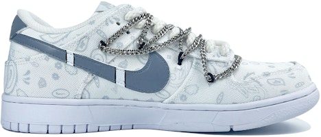 【客製球鞋】Nike Dunk Low 霾霧腰果花 鏈條 低筒 板鞋 女款 白灰 Order 【客製球鞋】Nike Dunk Low 霾霧腰果花 鏈條 低筒 板鞋 女款 白灰