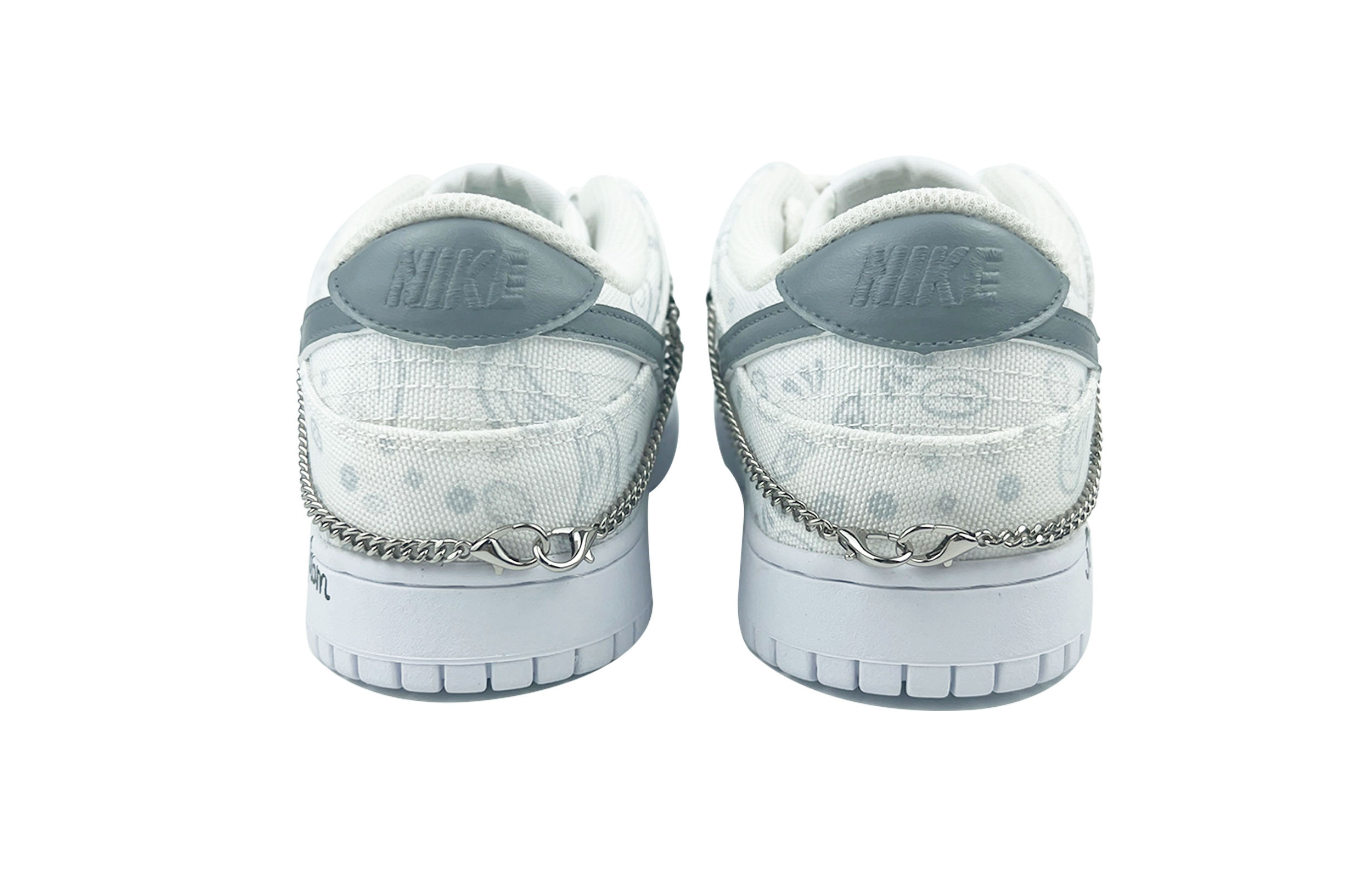 Purchase 【客製球鞋】Nike Dunk Low 霾霧腰果花 鏈條 低筒 板鞋 女款 白灰