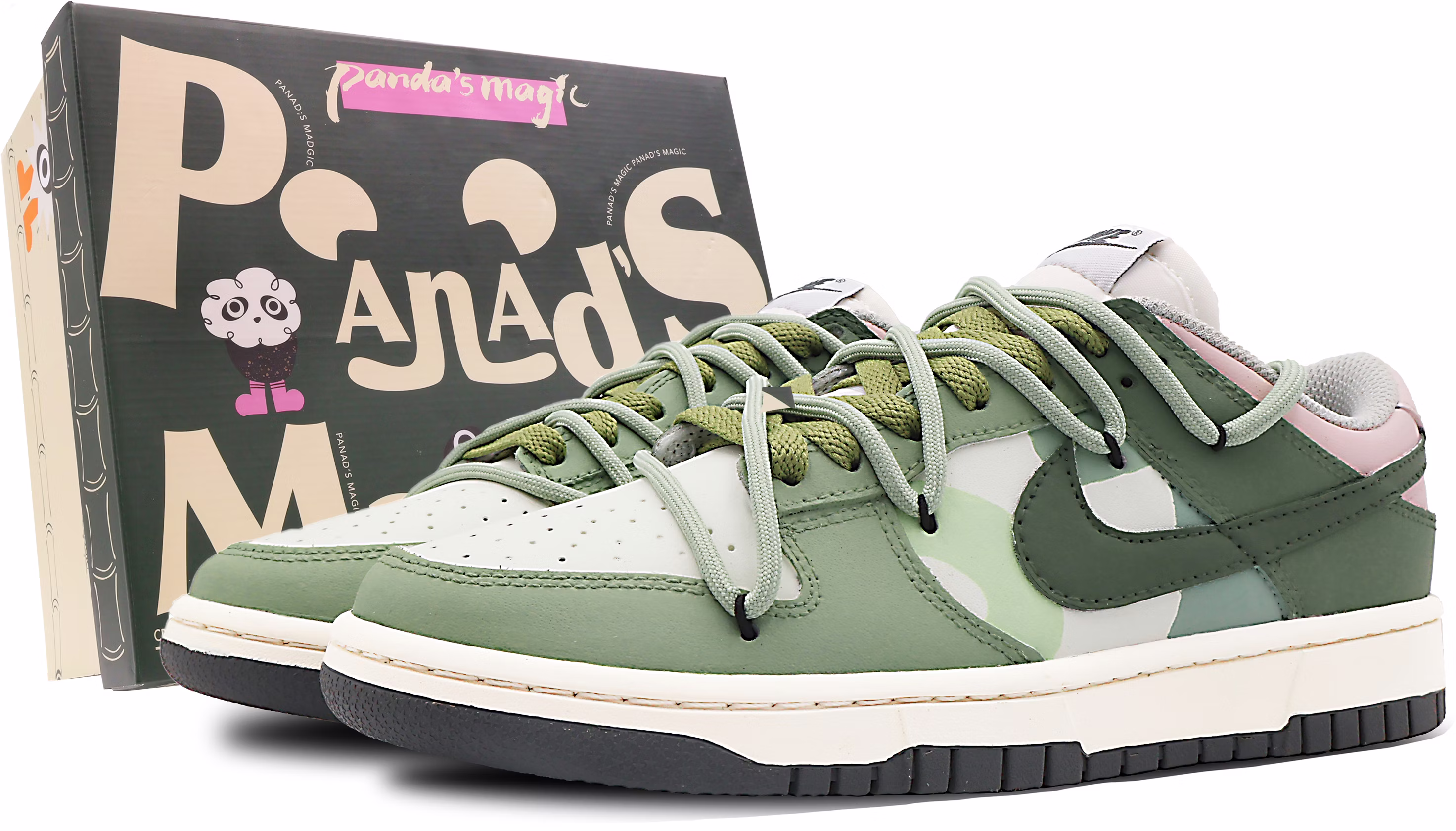 custom-shoes-women-nike-dunk-low-spring-day-pink-green