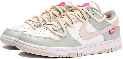 【定制球鞋】Nike Dunk Low 奶油香草 春日茉香 解構雙鞋帶 簡約 休閒 低幫 板鞋 女款 綠白色 Lookbook 【定制球鞋】Nike Dunk Low 奶油香草 春日茉香 解構雙鞋帶 簡約 休閒 低幫 板鞋 女款 綠白色