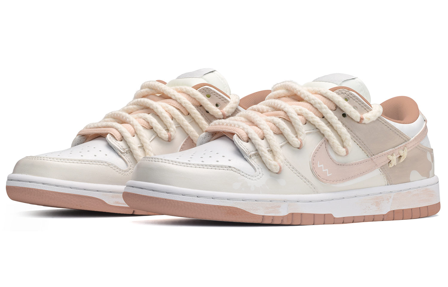 Lookbook (W) [Zapatillas Personalizadas] Nike Dunk Low 'Leche de Fresa' DD1503-118(TeamE-女款草莓牛奶粉白棕)