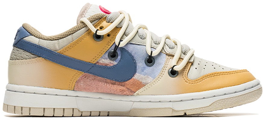 【訂製球鞋】 Nike Dunk Low 街舞系列 野鶴製造 靈魂伴侶 漸變 解構雙鞋帶 牛仔貼布 低幫 板鞋 女款 米黃 Order 【訂製球鞋】 Nike Dunk Low 街舞系列 野鶴製造 靈魂伴侶 漸變 解構雙鞋帶 牛仔貼布 低幫 板鞋 女款 米黃