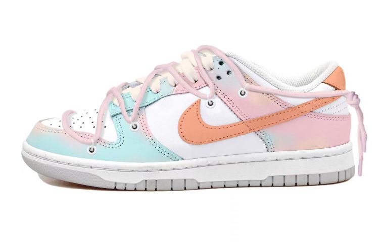 Buy (W) [定制鞋款] 耐克Dunk Low '夏日冰染-绿橙白粉' FD1232-002(Team拾玖-夏日碎冰)