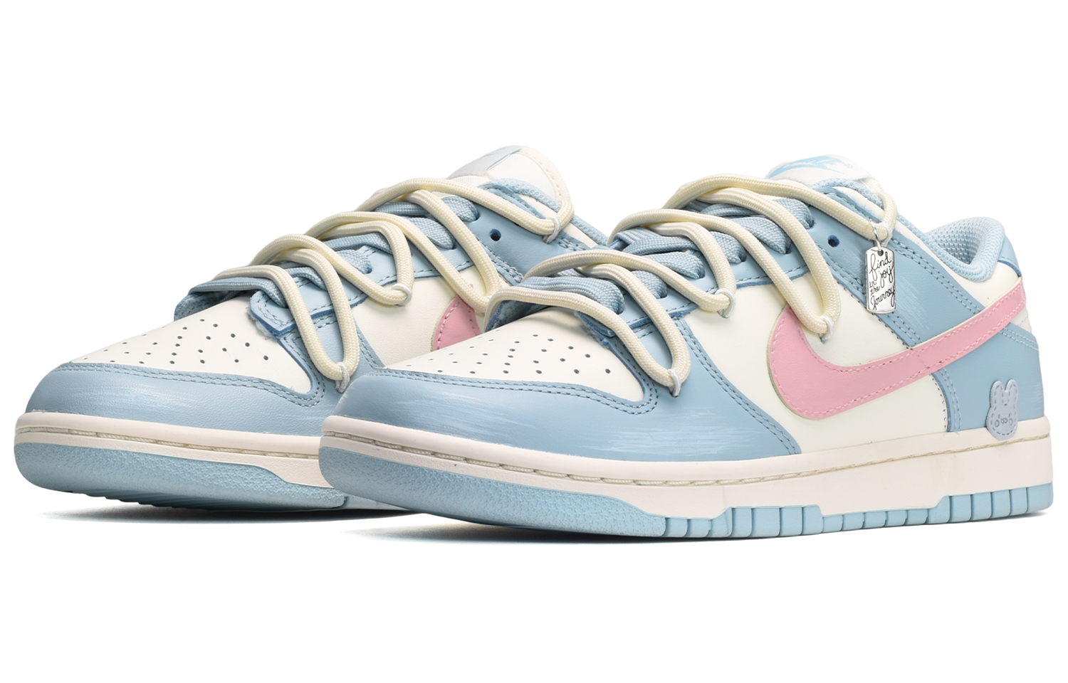 Lookbook (W) 나이키 덩크 로우 '후지산 핑크블루' (커스텀) DD1503-123(TeamE-女款兔子皮贴粉白蓝)