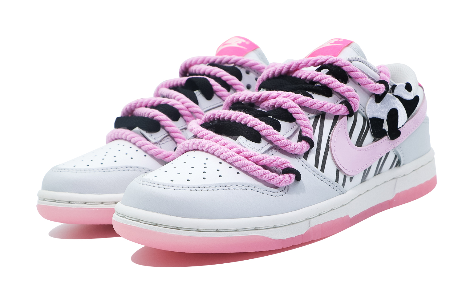Lookbook (W) [Sepatu Kustom] Nike Dunk Low 'Summit White & Pink Foam Panda' FN3451-161(Team48-情人熊猫)