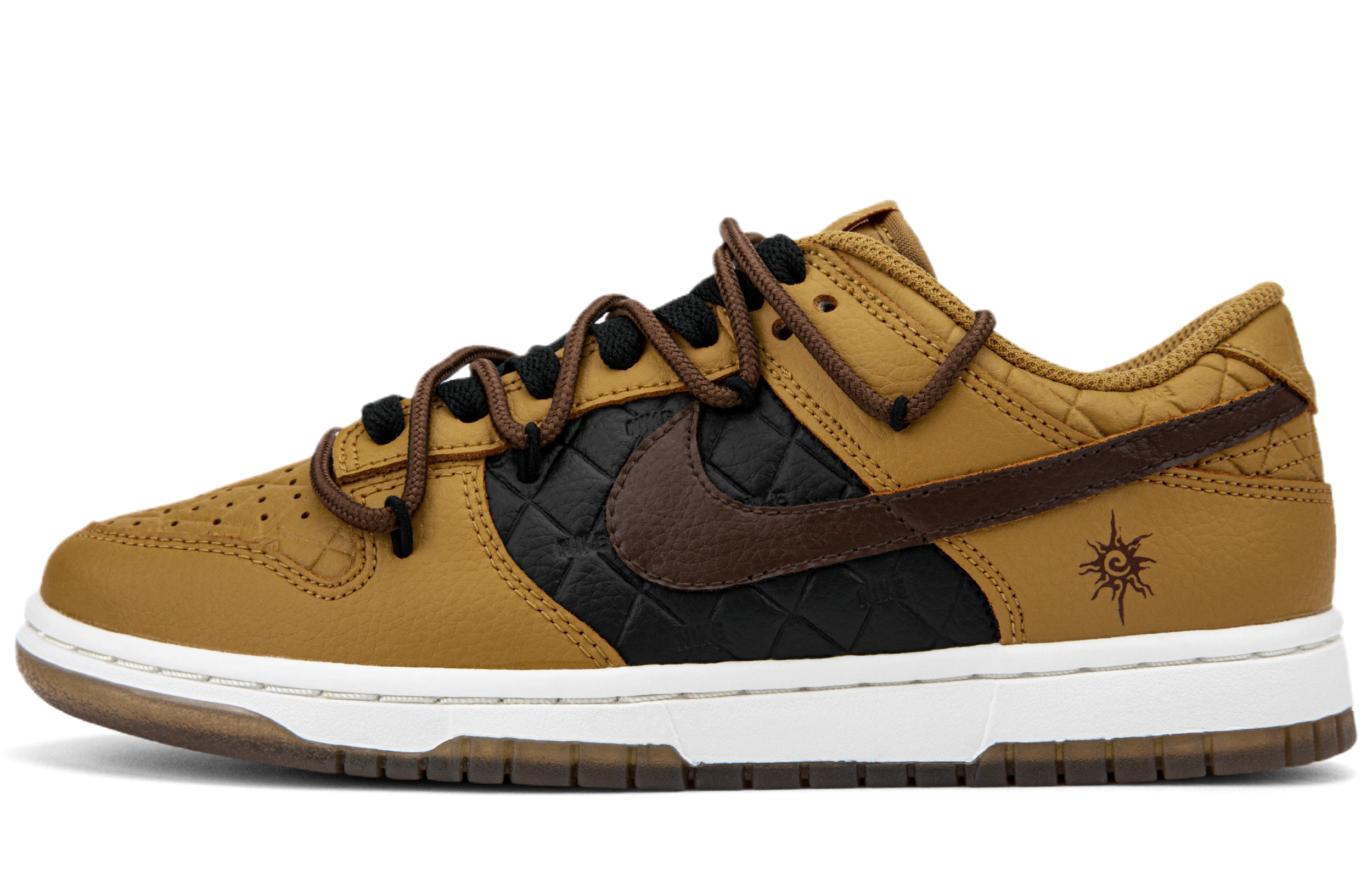 Buy 【客製球鞋】Nike Dunk Low 手繪 改色 太陽圖騰 美拉德色系 解構雙鞋帶 復古 百搭 防滑 低筒 板鞋 女款 黑棕