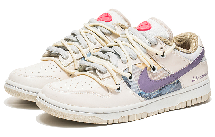 Lookbook 【定製球鞋】 Nike Dunk Low 野鶴製造 街舞系列 落日飛車 解構雙鞋帶 牛仔貼布 禮盒 休閒 低幫 板鞋 女款 米白