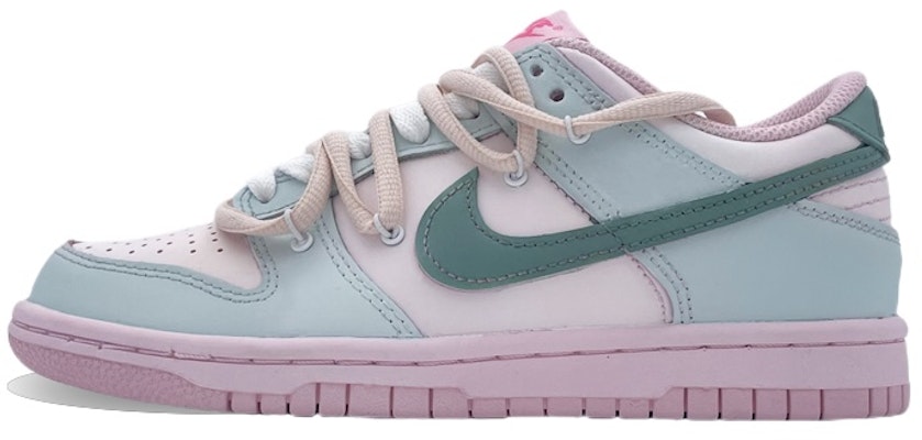 【定製球鞋】 Nike Dunk Low (GS) 全粉色 低幫 板鞋 女款 粉綠 Buy 【定製球鞋】 Nike Dunk Low (GS) 全粉色 低幫 板鞋 女款 粉綠