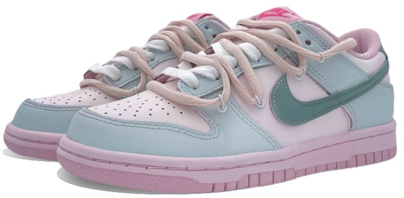 【定製球鞋】 Nike Dunk Low (GS) 全粉色 低幫 板鞋 女款 粉綠 Lookbook 【定製球鞋】 Nike Dunk Low (GS) 全粉色 低幫 板鞋 女款 粉綠