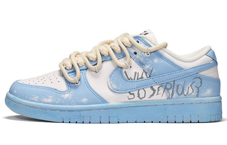 Buy 【定制球鞋】Nike Dunk Low Triple White 解構風 浸染 潮流 低幫 板鞋 女款 藍白