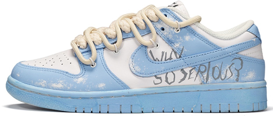 【定制球鞋】Nike Dunk Low Triple White 解構風 浸染 潮流 低幫 板鞋 女款 藍白 Buy 【定制球鞋】Nike Dunk Low Triple White 解構風 浸染 潮流 低幫 板鞋 女款 藍白