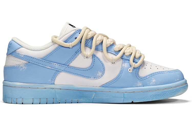 Order 【定制球鞋】Nike Dunk Low Triple White 解構風 浸染 潮流 低幫 板鞋 女款 藍白