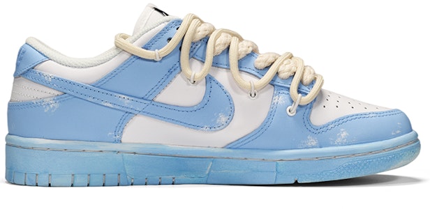 【定制球鞋】Nike Dunk Low Triple White 解構風 浸染 潮流 低幫 板鞋 女款 藍白 Order 【定制球鞋】Nike Dunk Low Triple White 解構風 浸染 潮流 低幫 板鞋 女款 藍白