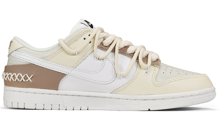 Order (W) [Kasut Custom] Nike Dunk Low 'Triple White Deconstructed Jahitan Pink' DD1503-109(TeamE-女款解构风缝线白粉)