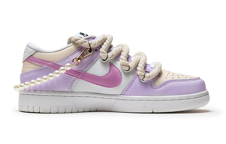 Order (W) [Sepatu Kustom] Nike Dunk Low 'Triple White Stella Pink Ungu' DD1503-109(Team48-Stella解构)