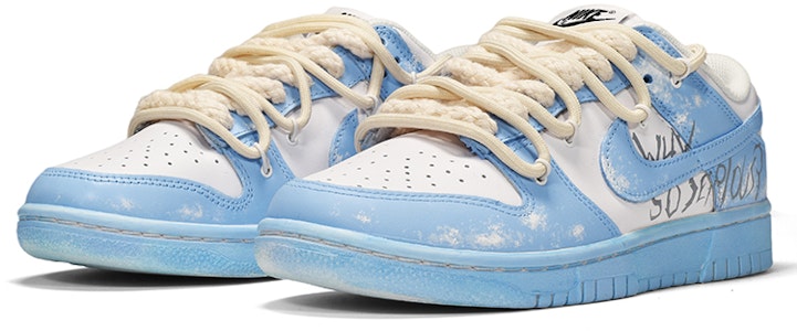 【定制球鞋】Nike Dunk Low Triple White 解構風 浸染 潮流 低幫 板鞋 女款 藍白 Lookbook 【定制球鞋】Nike Dunk Low Triple White 解構風 浸染 潮流 低幫 板鞋 女款 藍白