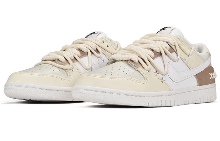 Lookbook (W) [Kasut Custom] Nike Dunk Low 'Triple White Deconstructed Jahitan Pink' DD1503-109(TeamE-女款解构风缝线白粉)