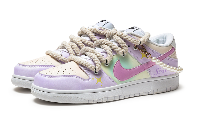 Lookbook (W) [Sepatu Kustom] Nike Dunk Low 'Triple White Stella Pink Ungu' DD1503-109(Team48-Stella解构)