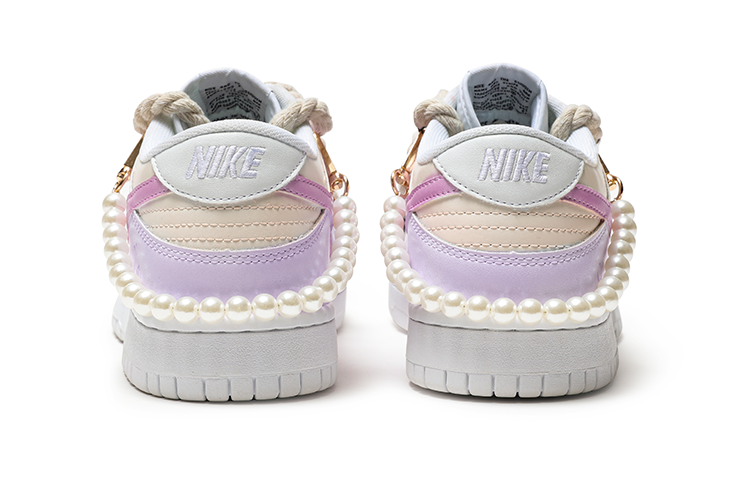 Shop (W) [Sepatu Kustom] Nike Dunk Low 'Triple White Stella Pink Ungu' DD1503-109(Team48-Stella解构)