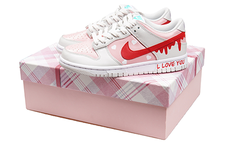[Custom Shoes] (Women) Nike Dunk Low 'Tropical Twist Pink Heart'