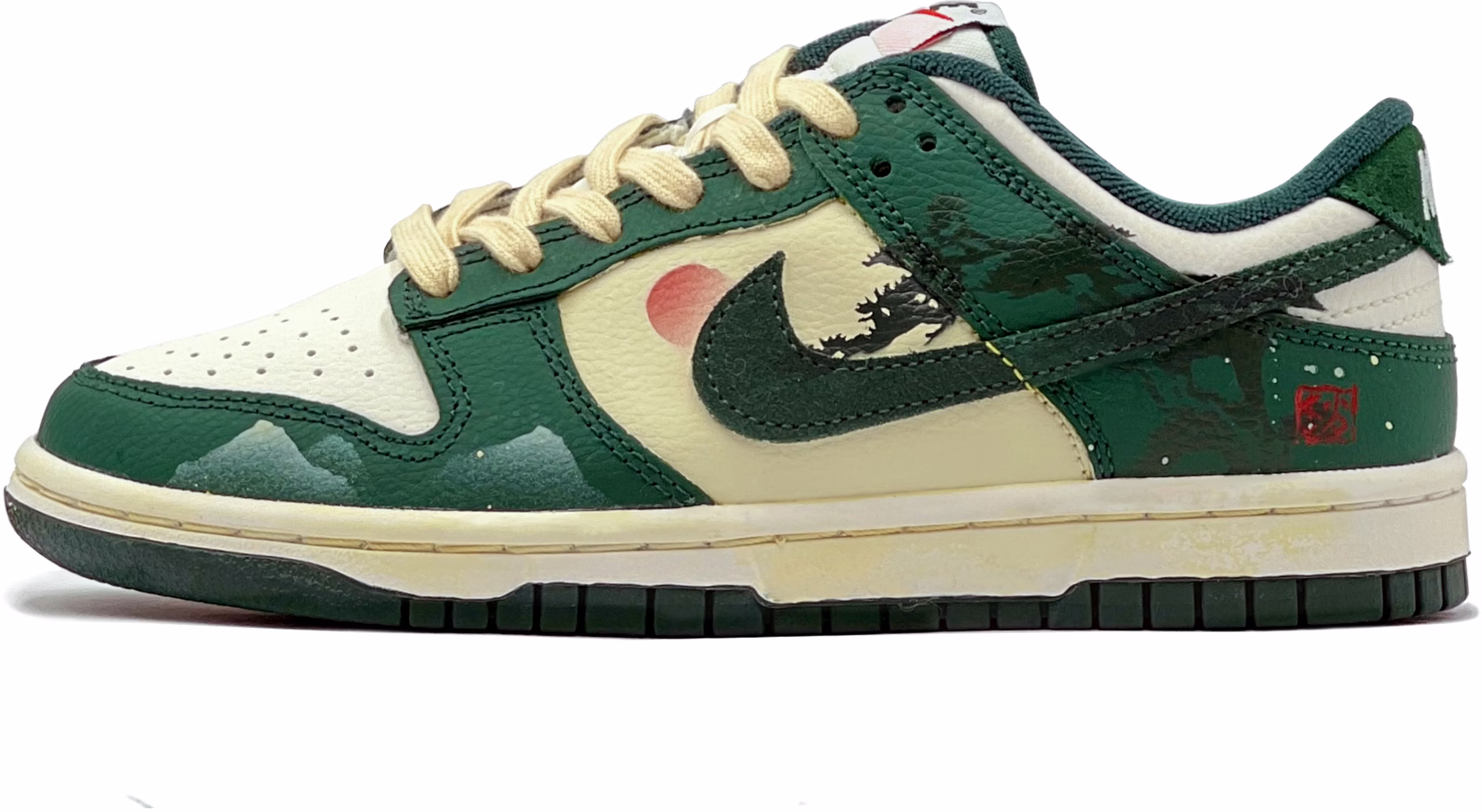 custom-shoes-women-nike-dunk-low-ukiyo-e-pine-sunset-green
