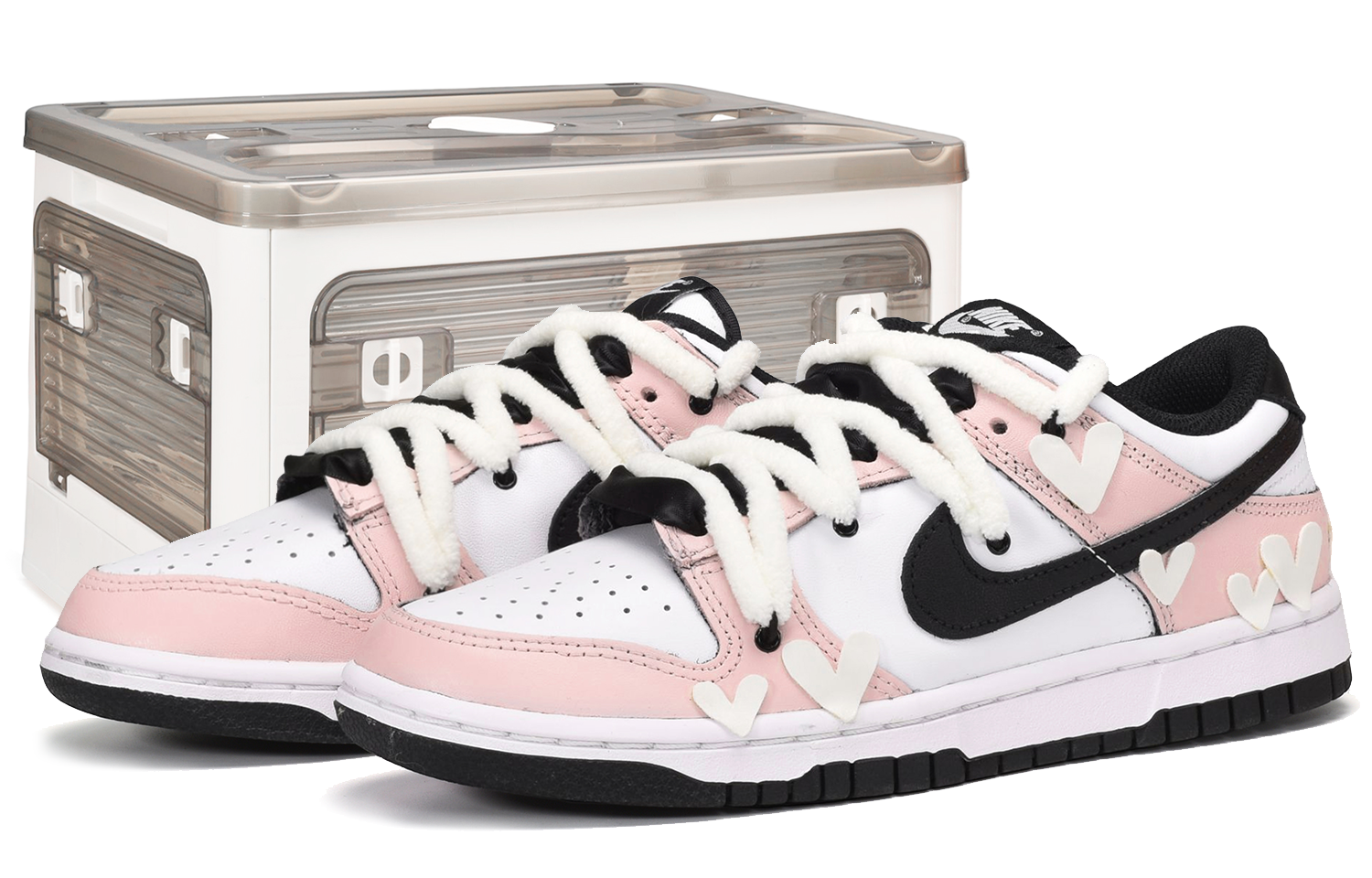 Buy 【客製球鞋】Nike Dunk Low 情人節 卡斯製造 粉色熊貓 光變愛心 低幫 板鞋 女款 黑白粉