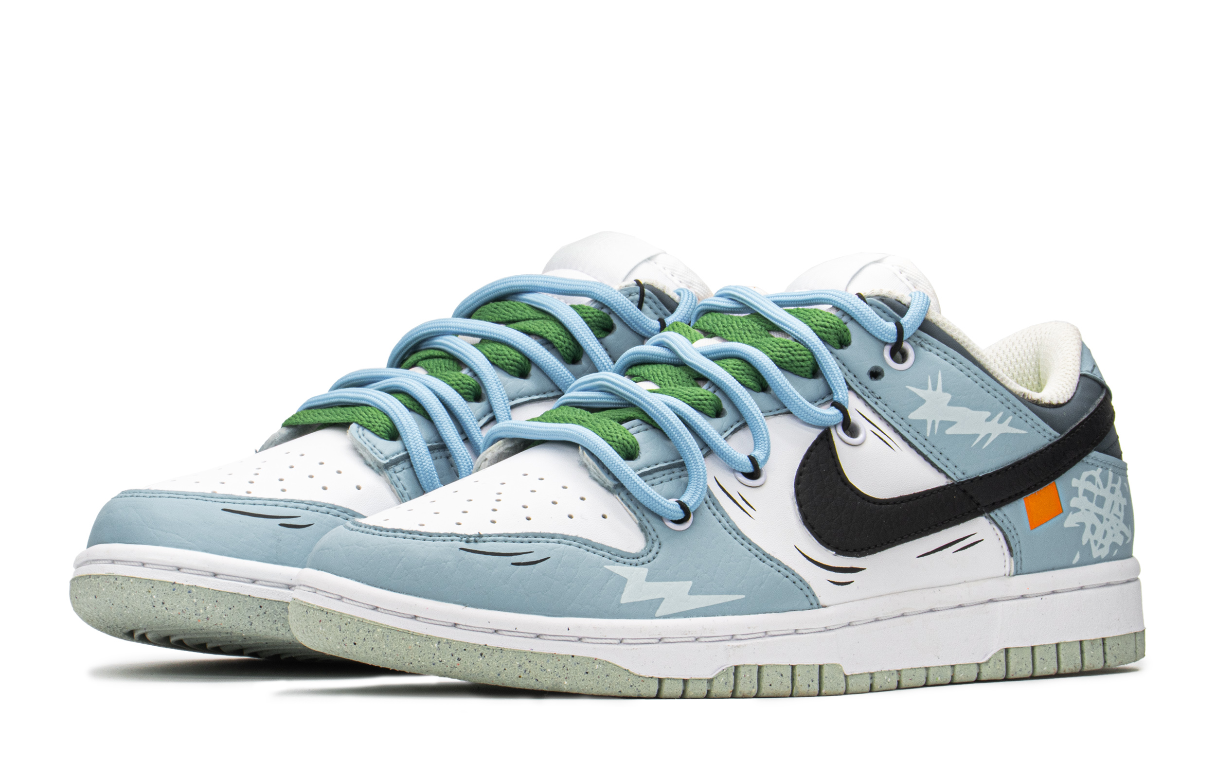 Buy (W) [Kasut Custom] Nike Dunk Low 'Hari Valentine Biru Hitam Kilat Hati' DN1431-102(TeamA-DK闪电爱心女S-BOX)